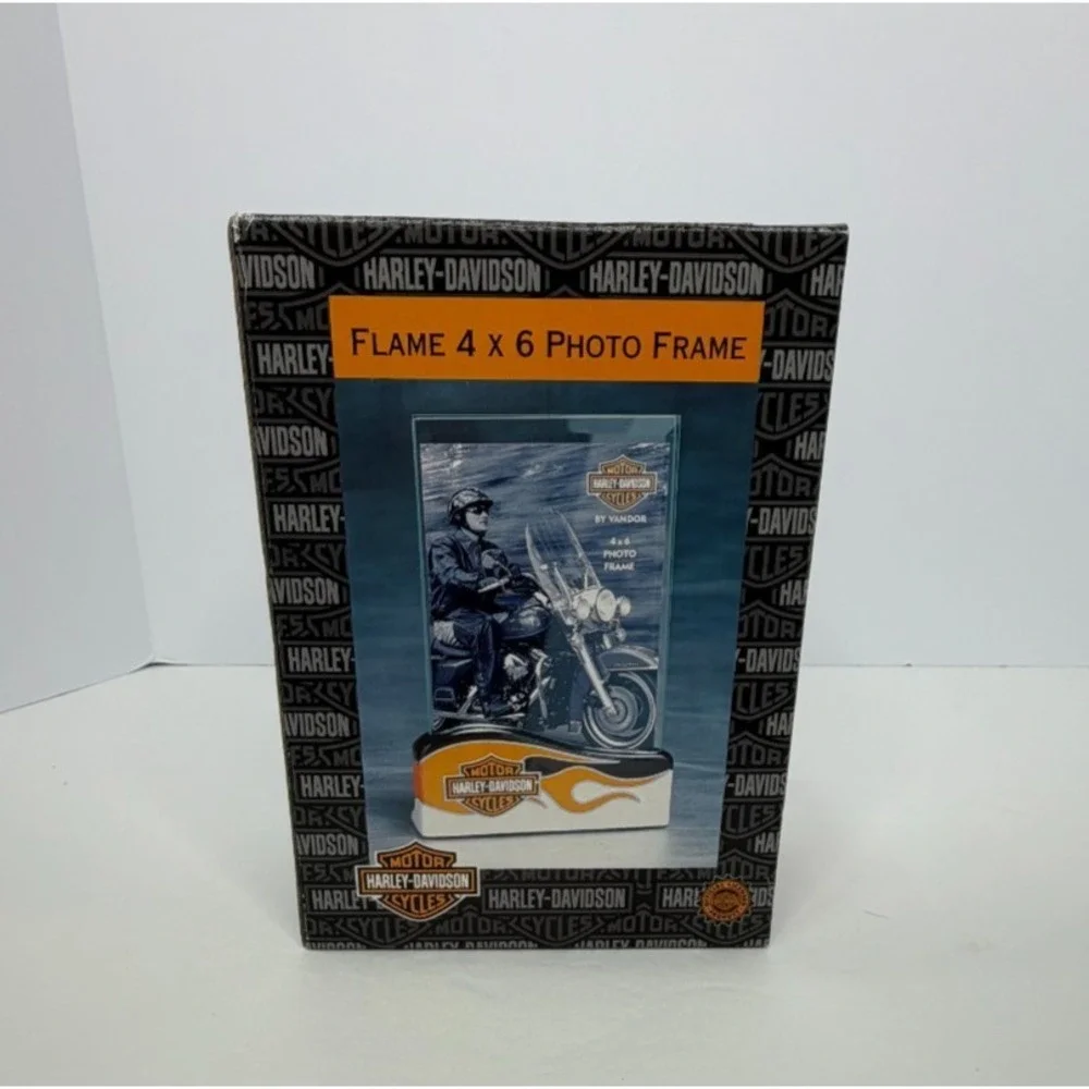 Harley Davidson Flames Photo Frame/Stand 4x6 Vertical New Vandor Rare Tank Swoop